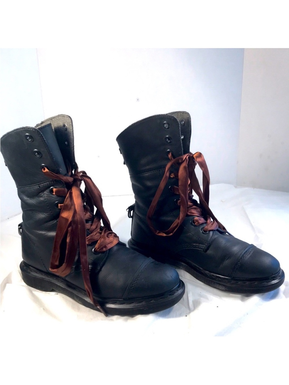 Dr Martens Aimilita Black Leather Fold Down Boots, sz 9